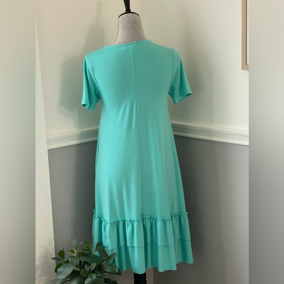 Zenana Mint Blue Ruffle Bottom Midi Dress - Picture 4 of 11